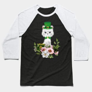 Happy st. patrick’s day, cute little cat and flowers Baseball T-Shirt